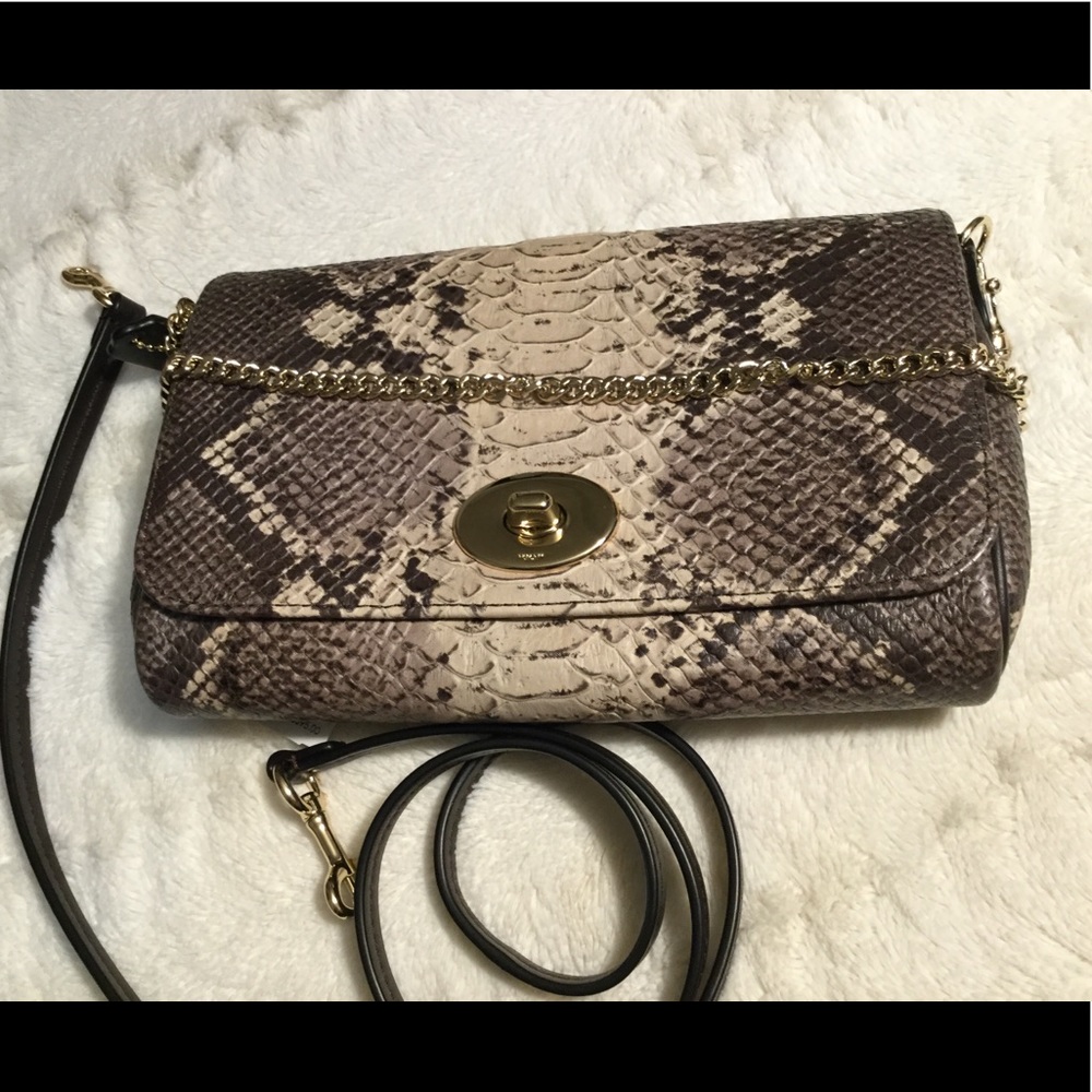 🐍 COACH PYTHON RUBY crossbody/cluth - Picture 6 of 8